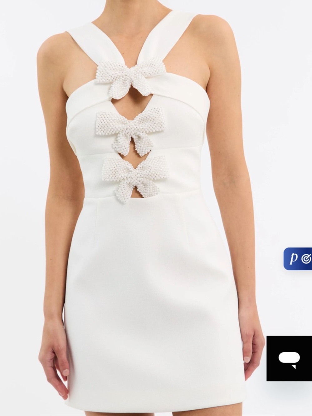 Rebecca Vallance Hermoine Mini Ivory Cutout Bow Mini Dress size US 2 - Picture 7 of 10